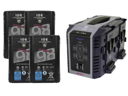 IDX Charger + 4x IDX V-mount batteries for hire in Newcastle Australia at Tommirock Studios {{brizy_dc_image_alt entityId=