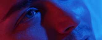 Red and blue lighting in music video