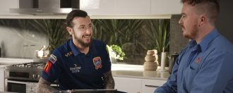 Jets player Roy Odonovan featuring in the Aztech Solar Commercial