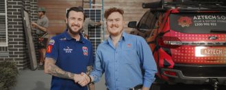 Jets player Roy Odonovan featuring in the Aztech Solar Commercial